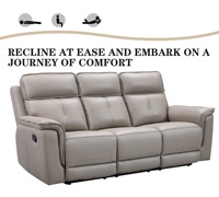 Canapé inclinable moderne européen 3 places, canapé d'amour, ensemble modulaire en cuir véritable, télécommande métallique, meubles de salon Foshan Chine