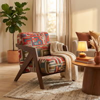 Ensemble de fauteuils d'appoint modernes en bois, fauteuil avec dossier, design modulaire fait main, pour extérieur, chambre, salle à manger, salon, maison, en coton