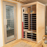 Sauna Infrarroja de Luz Roja para Dos Personas SS-200, Sauna Seca de Madera de Hemlock Canadiense para Interiores