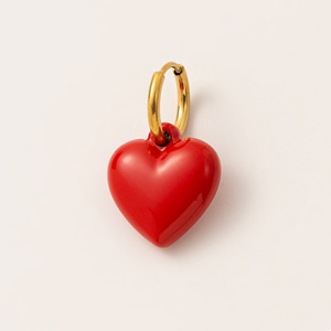 Colgante de esmalte de acero inoxidable chapado en oro con colgante de corazón colorido de 18K PVD para la fabricación de joyas DIY, con diseño de corazón, de color dorado - Product Image 5