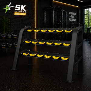 Support de rangement pour haltères à 3 niveaux SK Commercial, support pour ensemble d'haltères, équipement de musculation pour centre de remise en forme, club de gym - Product Image 1