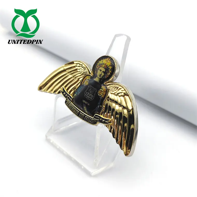 Wholesale Lapel Pin Promotional Gifts Custom Wing Soft Enamel Gold Plated Lapel Pins Badge