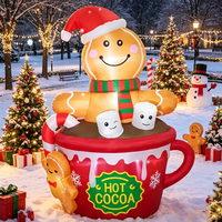 Tasse à chocolat chaud gonflable, décoration de Noël extérieure en polyester durable et imperméable avec LED intégrée