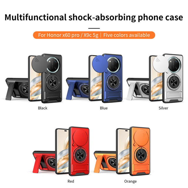 Rotated Magnetic Ring Bracket Phone Case for Honor Magic 8 Pro/Play 10/X9C Smart/X60 Pro/X7D/X9D/X70/X9 Armor Slide Window Cover