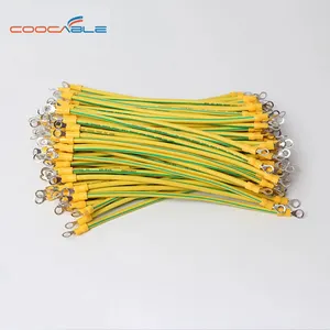 Cable de tierra Solar con Terminal de 14/12/10 AWG, cable de conexión a tierra de color amarillo y verde, cable de cobre BVR Flexible, Conector de puente de panel Solar