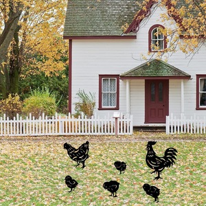 Sculpture d'art en métal personnalisé métal découpe Laser Animal coq <span class=keywords><strong>jardin</strong></span> Silhouette cour Art <span class=keywords><strong>jardin</strong></span> pieu ferme décoration - Product Image 4