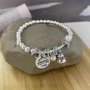 Bracelet élastique en argent sterling S925 de style vintage avec pendentif breloque, cadeau unisexe, bijoux - Product Image 4
