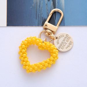 Wholesale Handmade Beaded Heart Keychain Creative Metal Love Pendant for Couples <b>Gift</b> <b>Bag</b> Charm - Product Image 4