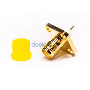 Connecteur SMA femelle <span class=keywords><strong>à</strong></span> montage sur panneau avec bride <span class=keywords><strong>à</strong></span> <span class=keywords><strong>4</strong></span> trous pour soudure sur circuit imprimé - Product Image 2