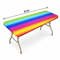 Passgenaue Regenbogen-Farbverlauf PEVA-Tischdecke 6ft Wasserdichte Einweg-Rechteckige Kunststoff-Tischabdeckung für Babyparty-Events
