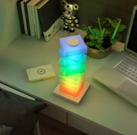 Lampe de table à chargement sans fil colorée, bricolage, lumière nocturne éblouissante pour enfants, lampe de chevet portable à LED