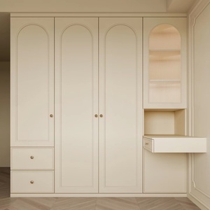 Custom Durable French Modern Minimalist Style Melamine Board Door Bedroom <b>Wardrobe</b> for Hotel & Villa - Product Image 1
