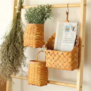 New Design Handmade Woven Storage Basket Home Decor <strong>Art</strong> Supplies Wooden Plant <strong>Wall</strong> Hanging Gift Baskets - Product Image 2