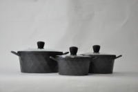 Peralatan masak murah Set panci masak ramah lingkungan antilengket cetakan keramik Casserole Set granit wajan penggorengan dapur Tiongkok perlengkapan berlian