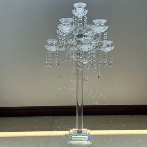 Candelabro da Matrimonio in <span class=keywords><strong>Cristallo</strong></span> a 9 Bracci, Altezza 110 cm, <span class=keywords><strong>Centrotavola</strong></span> per Matrimoni con Cilindro in Vetro MH-TZ0721 - Product Image 5