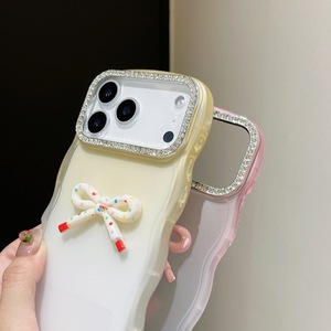 Nuovo Design Wave Diamond Gradient Skin Feel 3D Bowknot custodia per iPhone 17 Pro 16 bordo ondulato Bcak Cover con cordino - Product Image 5