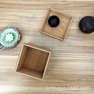 Caja de almacenamiento de té de bambú, caja cuadrada hecha a mano para regalo, caja artesanal para tetera de porcelana Jianzhan - Product Image 4