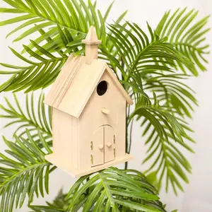 Bahçe İçin Ahşap Kuş Kafesi Küçük Kuşlar İçin Çevre Dostu Özelleştirilebilir Açık Hava Yemliği Asma Kancalı Tünek Dekoratif Yuvalama Kutusu Kuş - Product Image 2