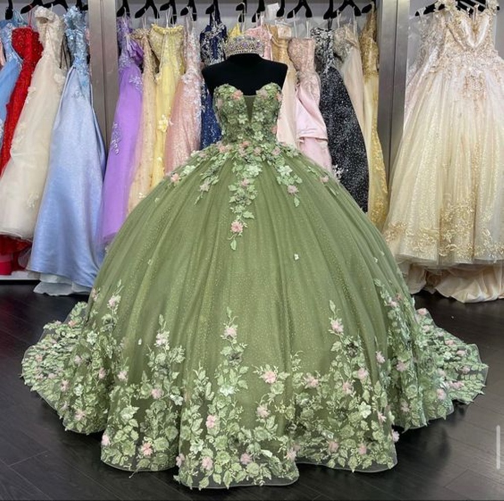 Vestido Longo Infantil IWEMEK - Renda Com Manga Comprida Para Festas Verdes Tamanho 10-11 Anos