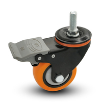 Petites roulettes de chariot orange 3''4''5'' Roues élastiques en PVC PP Roues verrouillables