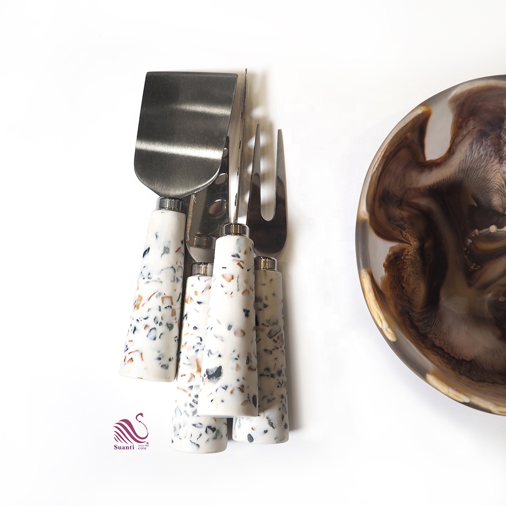 Suanti 4 шт. мини смолы для барбекю из нержавеющей стали вилка Набор ножей для сыра скребок сливочное масло кухонных ножей для сыра