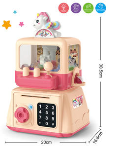 Tirelire électronique 2-en-1 pour enfants, machine à griffes à monnayeur de dessin animé avec lumières LED, jouet éducatif et ludique - Product Image 1