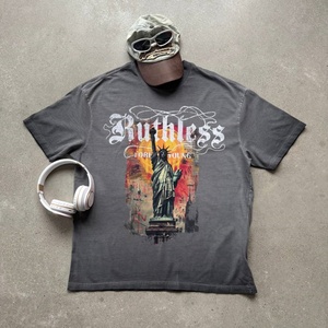 T-shirt Homme Tendance Style Hip Hop Vintage Délavé 100% Coton Coupe Droite Streetwear Imprimé Graphique Respirant Anti-Boulochage Manches Courtes - Product Image 4