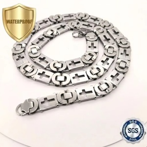 Stainless Steel Byzantine <b>Cross</b> Link <b>Chain</b> Necklace Waterproof Tarnish-Free Heavy Cuban Chunky Choker Hip Hop Punk Jewelry - Product Image 1
