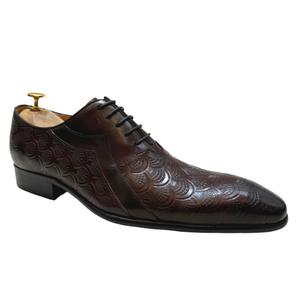 2026 Autumn New <b>Style</b> XuanWu Men's British Toe Genuine Leather Slip-On Floral Steel Toe Anti-Slippery <b>Shoes</b> for Business Formal - Product Image 5