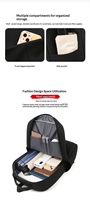 Sac à dos pour ordinateur portable d'affaires personnalisé avec logo CE HoSH, grande capacité, USB, Oxford, extensible, imperméable, fermeture éclair, polyester, unisexe
