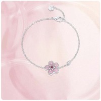Bracelets en argent 925 plaqué or avec zircon, personnalisés avec des diamants en moissanite, motif fleur de pêcher, pour femmes et filles, cadeau de mariage