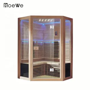 Sauna a vapor seca interna, sauna infravermelha distante, cabine de banho, fechadura de porta de vidro, sauna, quarto de madeira sólida personalizar
