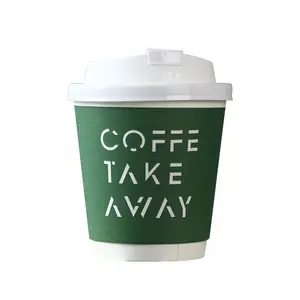 Factory Supply Wholesale Custom Design Cafe Coffee Paper Cup With Lids 8oz 10oz