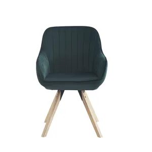 Promotion vente pas cher classique meubles de maison chaise rembourrée siège en velours vert chaise de salle à manger avec pied en métal