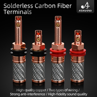 ATAUDIO Accessoires de bricolage en fibre de carbone haute fidélité Bornes à vis plaquées cuivre rouge 4 pièces pour amplificateurs de haut-parleurs