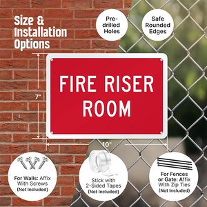 Panneau de signalisation pour salle d'évacuation en cas d'<span class=keywords><strong>incendie</strong></span> - Panneau de sécurité en aluminium 7"x10", conforme aux normes NFPA/ISO, rouge réfléchissant pour une haute visibilité (Expédition rapide) - Product Image 4