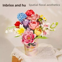 Blocs de construction, fleurs artificielles, lys, tulipes, pivoines, œillets, fleurs préservées, jouet éducatif, compatible avec les briques de marque