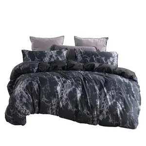 Hengming Quality New Products Marble Printed Quilt Cover Pillowcase Three-piece Set