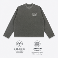 Sweat-shirt raglan gaufré 340g pour homme, col rond, coupe lourde, effet délavé vintage, usé, par une usine de sweats à capuche personnalisés avec 15 ans d'expérience
