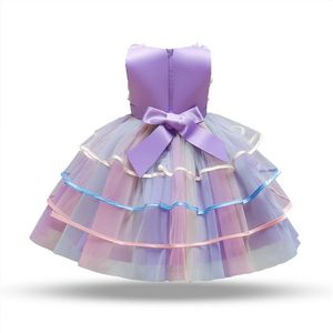 Vestido de Fiesta de Cumpleaños de Alta Calidad con Estampado de Arcoíris para Niñas, 100% Algodón Transpirable, Disfraz de Princesa Mini para Niñas - Product Image 4