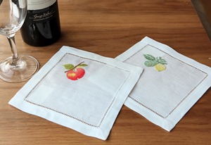 Serviettes de cocktail en lin Apple & Lemon – 100% lin naturel, serviettes de boisson réutilisables, vaisselle écologique pour bar, fête - Product Image 3