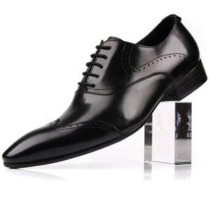 Formal Leather Oxford Shoes Slip-On Pointed <b>Toe</b> Non Slip Waterproof Wear Resistant Breathable Arch <b>Support</b> Rubber Outsole - Product Image 4