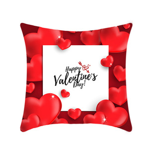Valentine's Day Throw <b>Pillow</b> Square Red Heart Pattern Washable Cushion Cover For Home Decor Bed Car Use - Product Image 5