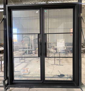 Elegante <span class=keywords><strong>Porta</strong></span> in Vetro Nero Opaco e Acciaio per Ingresso di Casa - Product Image 1