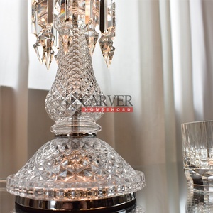 High Quality High Crystal Table Lamp 24Pa <strong>Glass</strong> Body Crystal Light with Fabric <strong>Lampshade</strong> for Bed Rooms - Product Image 5