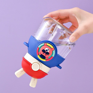 Jiajieda Kids Cartoon Straw <b>Cup</b> Large Capacity Portable <b>Plastic</b> Water Bottle With Shoulder Strap Bpa Free For Travel Child - Product Image 3