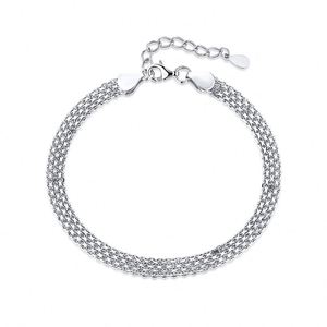 Dylam 925 Sterling Silver Italian 5mm Mesh Link Chain <b>Bracelet</b> for Women Made in Italy Sterling Silver <b>Byzantine</b> <b>Bracelet</b> - Product Image 1