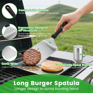 Factory Stainless Steel <b>Griddle</b> Spatula for <b>Flat</b> <b>Top</b> Grill- Burger Smasher and Squeeze Bottle <b>Griddle</b> Accessories Kit - Product Image 5