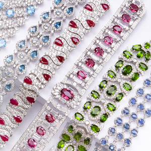 Pulsera de tenis de zafiro azul natural para mujer, joyería de piedras preciosas de Plata de Ley 925, elegante regalo de piedra natal para ella - Product Image 1
