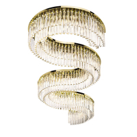 Lustre de plafond LED moderne de luxe, finition dorée, base en acier inoxydable, alimentation CA, éclairage décoratif intérieur pour salon